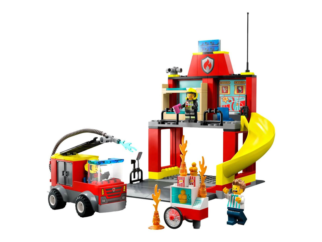 LEGO City Fire Station and Fire Truck 60375 Building Toy Set; Fun Starter Playset with 3 Minifigures for Ages 4+