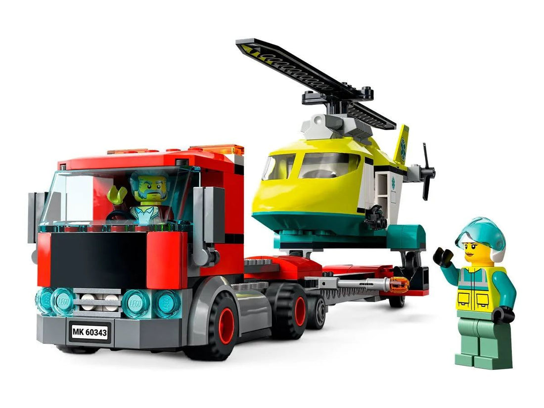 LEGO City Rescue Helicopter Transport 60343 Building Kit (215 Pcs),Multicolor