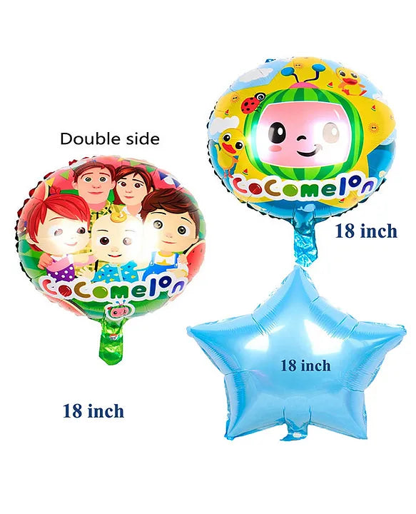 Cocomelon Foil Balloon For Kids Party Decoration Blue - Pack Of 5