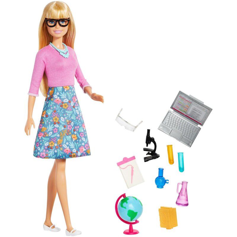 scientist barbie with  globe