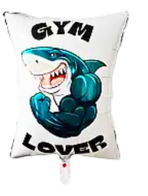 Set of 5 Shark Foil Balloons Under The Sea Party Decorations for Ocean Shark Theme Party Decoration, Fish balloon, silver star balloons, Gym lover shark foil balloon