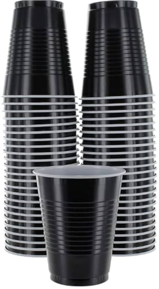 (Set of 25pcs Black Game Pong Glassess Plastic Reusable Colourful Cups with Balls Perfect for Bachelors, Bachelorette Party, Cocktail Party, Strong Reusable Glass| 2 Balls Included