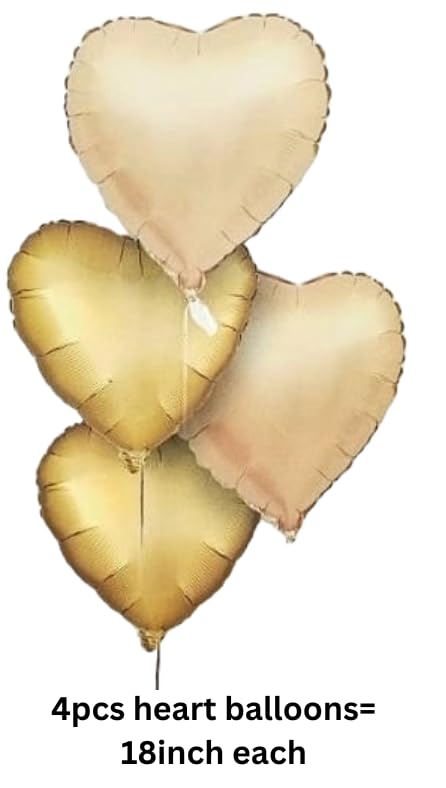 Set of 5 Bunny foil balloon with golden hearts, Bunny Hare Shaped Foil Balloon, Rabbit Animal Balloon, Matte Finish Hare Shape Balloon Jungle Theme Birthday (white-golden)