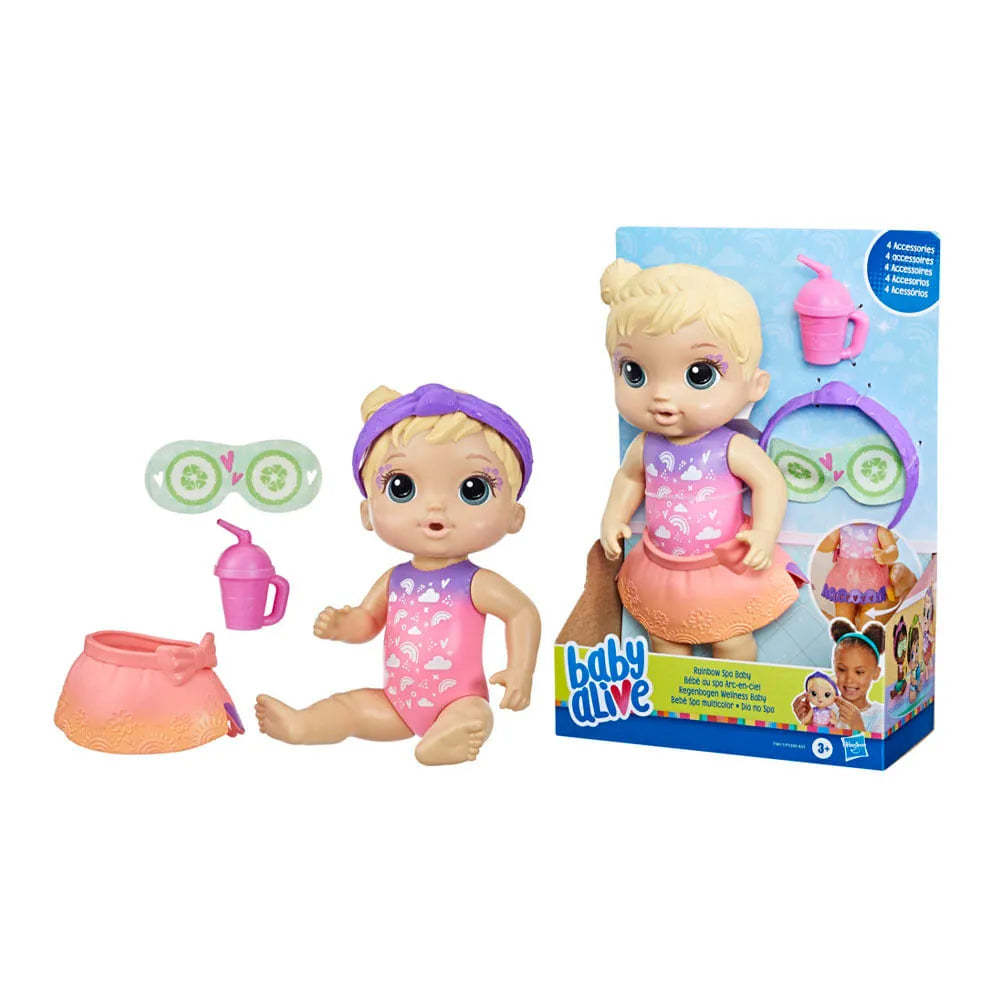 Baby Alive Rainbow Spa Baby Doll – With 4 Spa Accessories & Color-Changing Fun