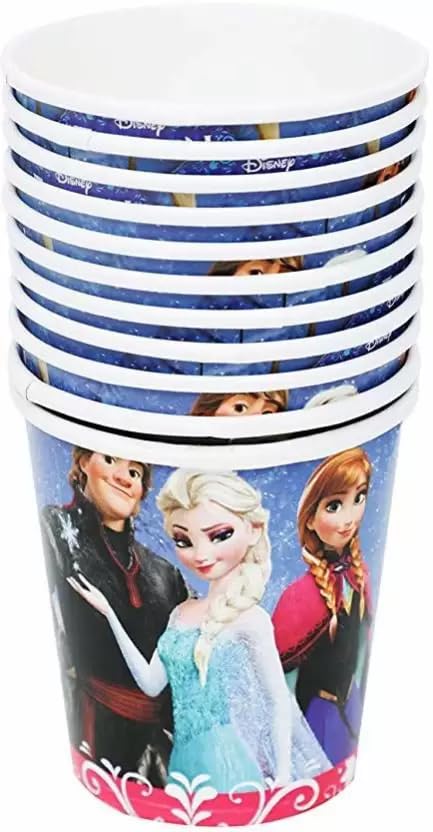 Blue Disney Frozen Princess Paper Cup for Birthday, Theme Party - Pack of 10