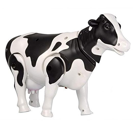 Battery Operated Walking Milk Cow Funny Toy with Light and Sound for Kids (Battery Included) Multi