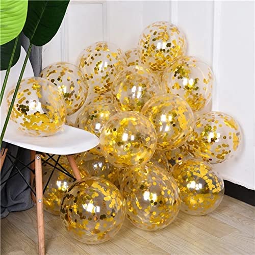 Gold Confetti Balloons for Birthday Anniversary & Parties (Pack of 10)