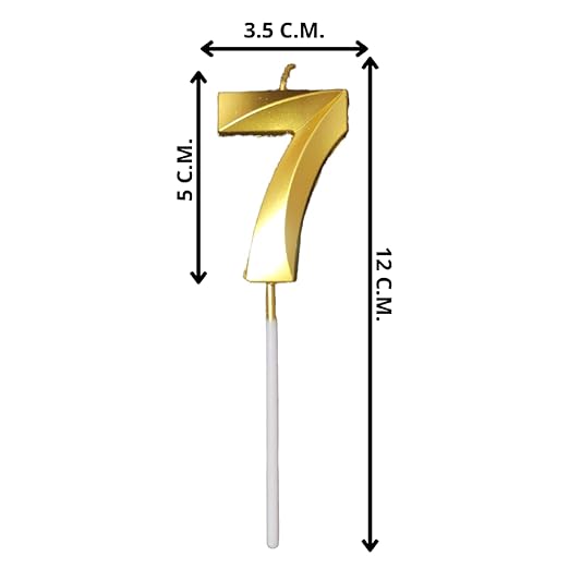 Gold Number 7 Candle for Birthday, Anniversary & Surprise Parties