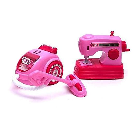 Kitchen & Household Utility Toy Set for Kids Working Household Appliances Toy Set (Dryer, Washing Sewing Machine, Fan, Vacuum Cleaner) Light & Sound Toy for Girls