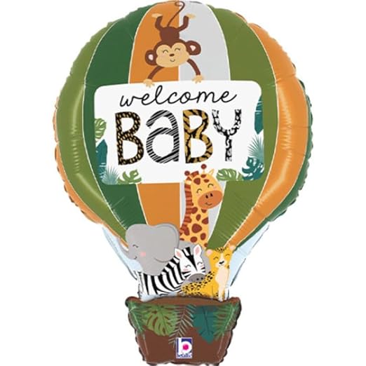 Baby Shower Foil Balloons/Baby Arrival Boy And Girl Foil Balloon/A New Little Prince Welcome Foil Balloon/Baby Shower Decoration Material(Pack Of 5) (Wecome Baby Hot Air Balloon)