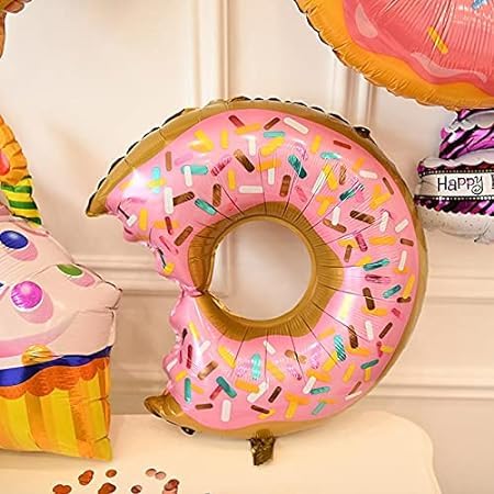 Donut Theme Foil Balloon Set for Birthday Decorations | Ice Cream Theme Birthday Decoration for Girl, Boy, Kids Birthday Decor (Pack of 5,Donut)