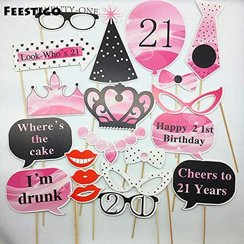 20pcs/Set 21st Happy Birthday Party ps DIY Photography Girls Brithday Party tions plies Color 21st Birthday333097 | Pack of 1