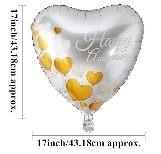 Set of 5 Happy Anniversary Printed Heart Balloons Decoration, Anniversary Balloon bouquet for Anniversary Party Decorations Supplies, Happy Anniversary Balloon Party Decoration (5 Happy)