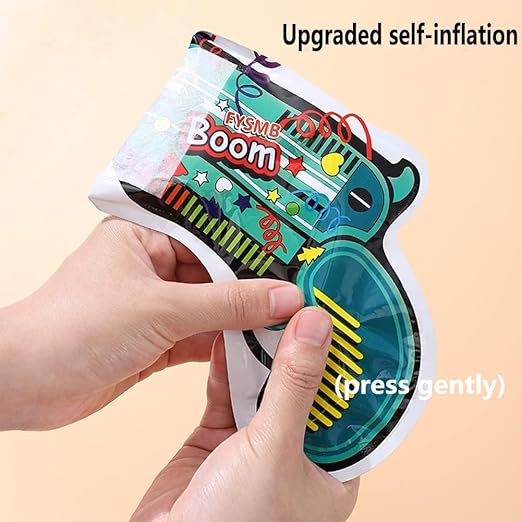 Confetti Party Poppers Party Supplies MulticolorMetallic Inflatable Gun Premium Popper Favors for Birthday Wedding Graduation Anniversary Parties Celebrations-4 Pcs