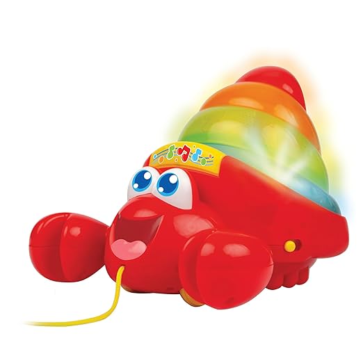 Winfun: Pull Along Crab Stacker - Lights & Sounds, Walking & Stacking Toy, 4 Colorful Cups, Motor Training, Sensory Toy, Baby & Toddler Ages 12mo+