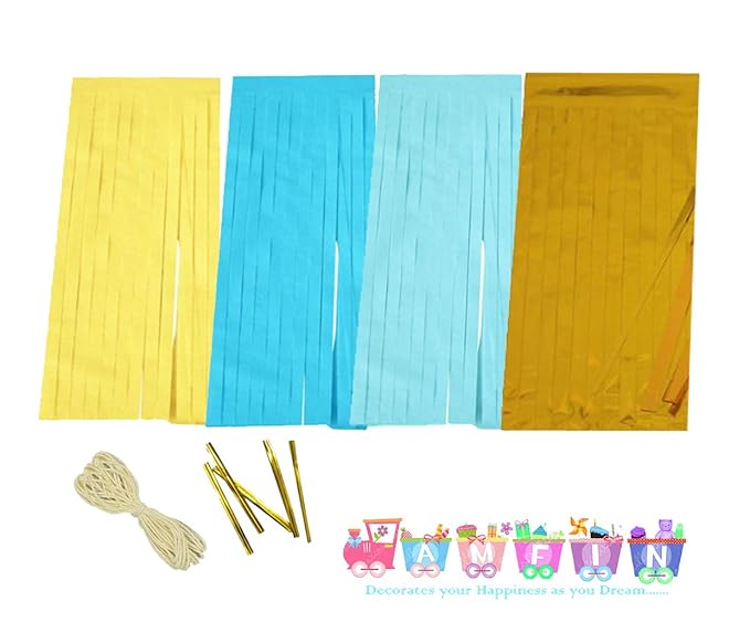 (20 Pieces, 2 Meter) Tissue Paper Tassels Garland Decor Crafts for Birthday Decoration , Decoration for Weddings , Baby Shower Decoration Items , 1st Birthday Party Decoration Items  , Bachelors Party , Office Party , New Year Party  - Blue and Yellow
