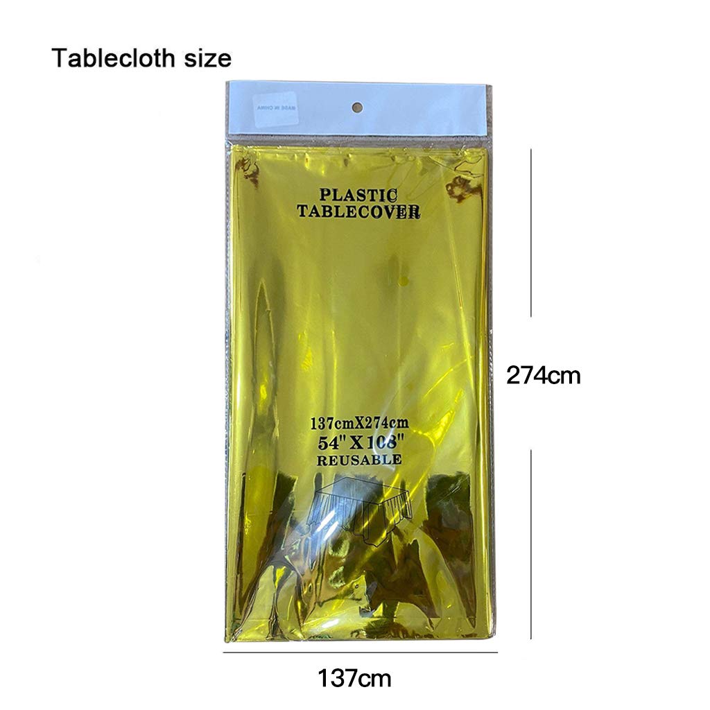 Foil Plastic Tablecover Party Tablecloth Rectangle 7 Colours Golden