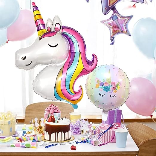 Unicorn Birthday Decorations For Girls- 5Pcs, Unicorn Theme Birthday Balloon, Foil Balloons For Birthday Decoration, Happy Birthday Decoration Kit, Multicolor