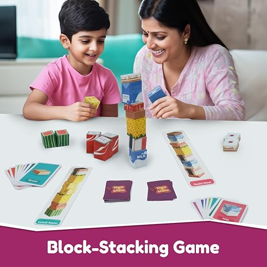 Bloomingo Board Game - Stack A Snack: Interactive Stacking Game for Kids & Adults; Pick A Card & Race To Build you Tower Of Treats; Birthday Gift for Boys & Girls Ages 4, 5, 6, 7, 8, 9, 10, 11 & More