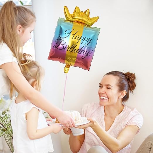 Happy Birthday Mylar Balloon Birthday Foil Helium Aluminum Balloons With Gradient Square Star Round Design Foil Balloons Birthday