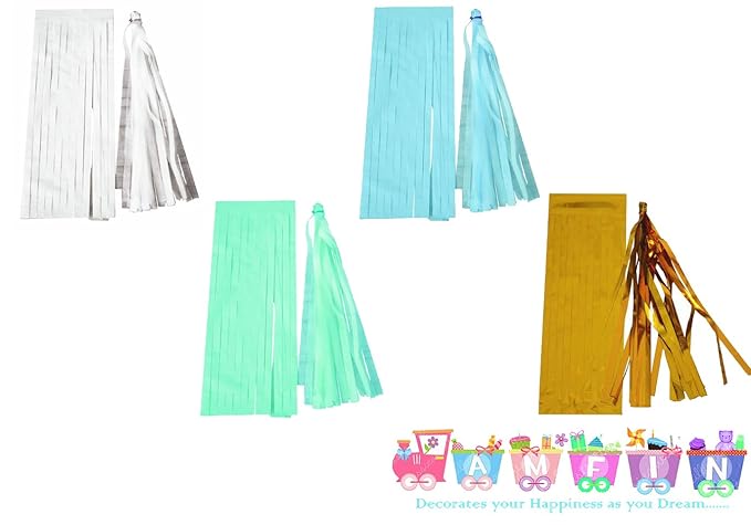 (20 Pieces, 2 Meter) Tissue Paper Tassels Garland Wedding Home Decor Crafts Birthday Party Events Supplies Balloons Ribbon - Blue