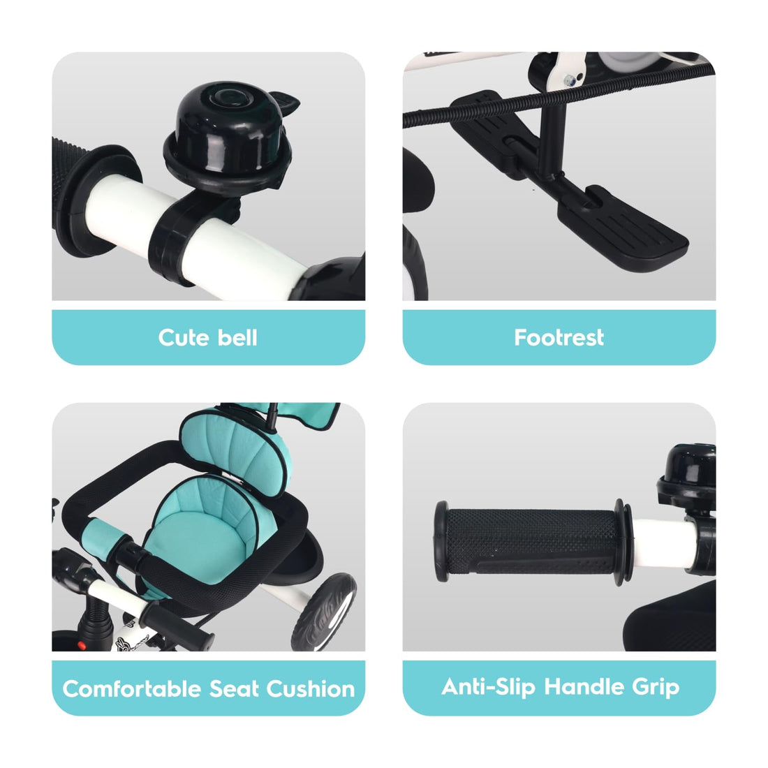 R for Rabbit Tiny Toes T30 Ace Tricycles for Kids with Premium EVA Wheels, Canopy, Adjustable Parental Control & Storage Basket | Baby Trike Cycle for 1.5 to 5 Years, Upto 25 Kg Boy & Girl (Lake Blue)