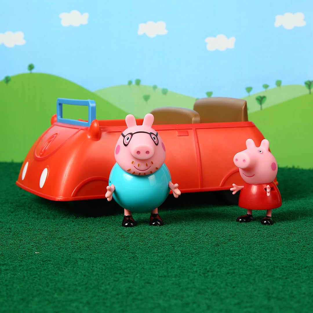 PEPPA PIG Peppa's Family Red Car with Sound Effects, Includes 2 Figures, Peppa's Preschool Toy 3 Years and Up, Birthday Gift Toys Playset for Kids,Playset