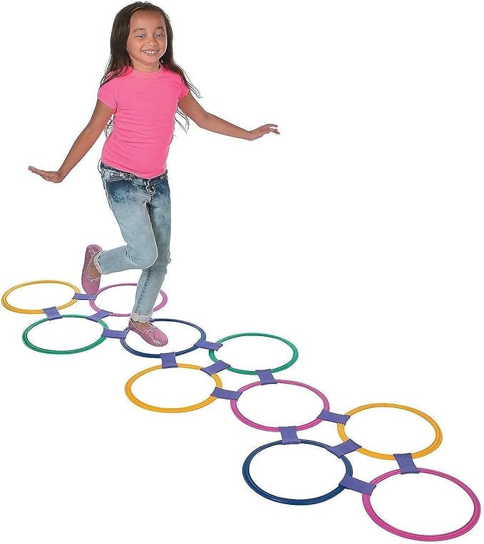 Fairyfrolic Hopscotch Ring Game Set for Kids – 13 Interlocking Rings with Connectors for Indoor & Outdoor Play – Educational Activity Toy for Children – Portable Jumping Game for Toddlers & Kids
