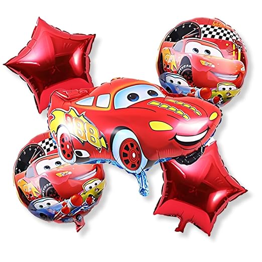 Car Foil balloon 5 Pcs Set Theme Birthday decoration items for Girls Boys Kids