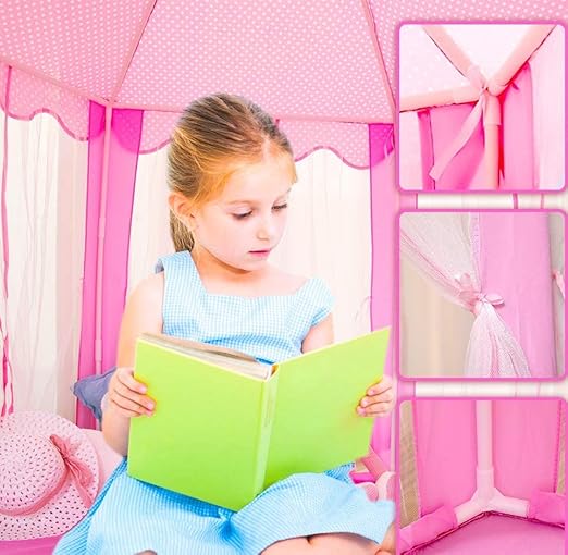 Princess Tent Girls Large Playhouse Kids Castle Play Tent Without Lights Toy for Children Indoor and Outdoor Games, 55'' x 54'' (HXD)
