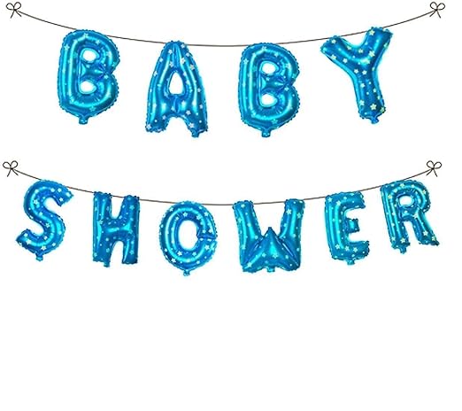 Foil Balloons Letters Baby Shower Decoration Items Props, Baby Shower Decoration Foil Balloons English Alphabets Letters (BABY Shower LETTERS BLUE)