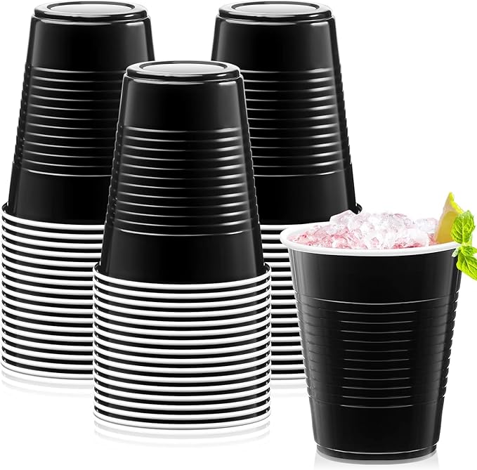 Black Beer Pong Glasses with Ping Pong Ball | Red Reusable Game & Drinking Party Cups Cocktails, Mocktails, Iced Tea Size – 475 ml | 16 oz (Pack of 20)