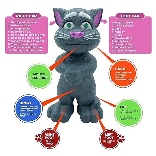 Intelligent Talking Cat Toy, Speaking Robot Cat Repeats What You Say, Touch Recording Rhymes and Songs-OE-041