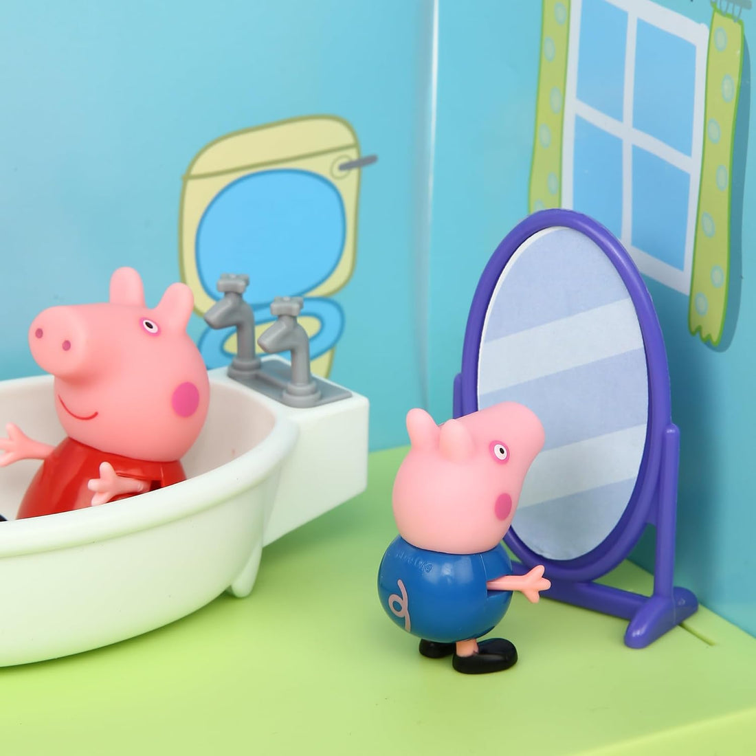 PEPPA PIG and George's Bathroom Themed Preschool Toyset, Includes 2 Poseable Figures, Bathtime Accessories and Scene Cards, Toy for Girls and Boys Ages 3+ Visit the Peppa Pig Store