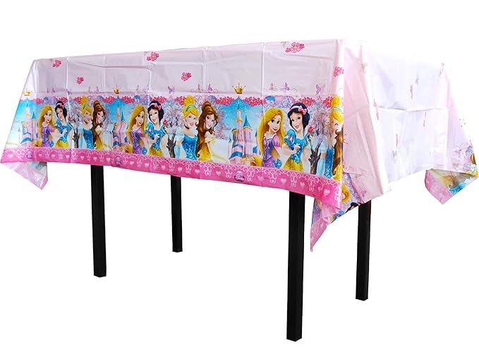 1pcs Disney Princess Themed Birthday Party Decorations Disposable Disney Princess Plastic Tablecloth | 71.25 x51.96, Disposable Table Cover |Disney Princess Party Supplies for Kids
