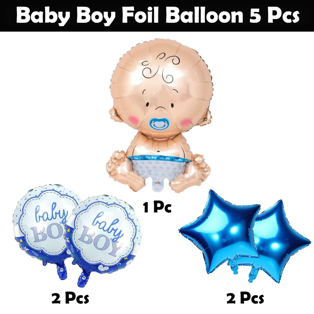(Pack of 5) Baby Shower Foil Balloons Party Decoration Kids Boy Arrival Birthday Party Decoration Supplies Inflatable Air Balloon