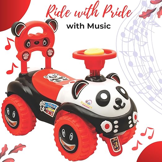 Panda Musical Push Ruff Rider Radeons & Wagons Non Battery Operated Tricycle (Red)