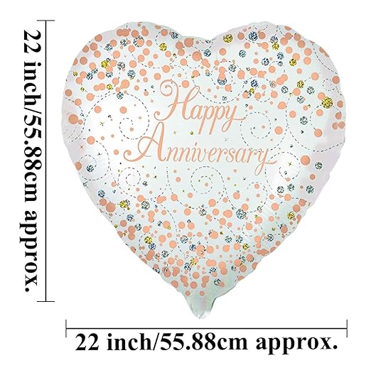 Set of 5 Happy Anniversary Balloons Decoration, Anniversary Balloon Heart bouquet for Anniversary Party Decorations Supplies, Happy Anniversary Love Theme Balloon Party Decoration (5 Heart)
