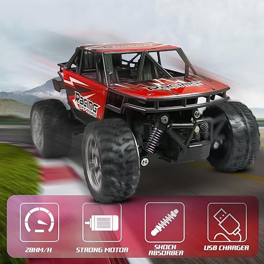 USB Rechargeable Duster RC Car Pack of 1 | Remote Control Car with Spring Suspensions | 2WD Rock Crawler Gift for Kids and Boys (Red)