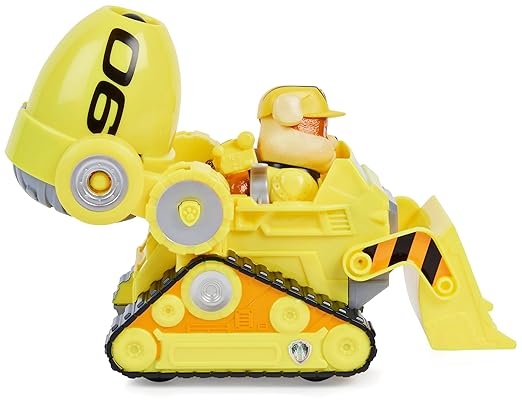 Paw Patrol, Rubble’s Deluxe Movie Transforming Toy Car with Collectible Action Figure, Kids Toys for Ages 3 and up, Multicolor, (6061908)