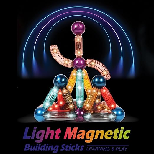 Buy MagPlay LED Magnetic Tiles – 36 Pcs | Glow-in-the-Dark Building Blocks for Kids (3+ Years)