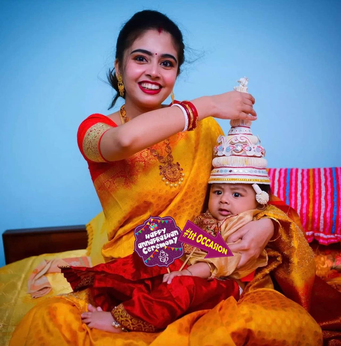 Annaprashan Props - 16Pcs Annaprashan Decoration Items, Rice Ceremony, Annaprasana Decoration(Cardstock)