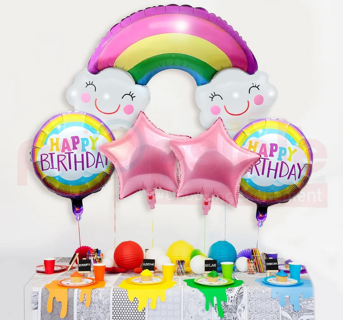 Rainbow Theme Birthday Decoration Balloon For Girl Birthday Princess Foil Pink Color Pack of 5