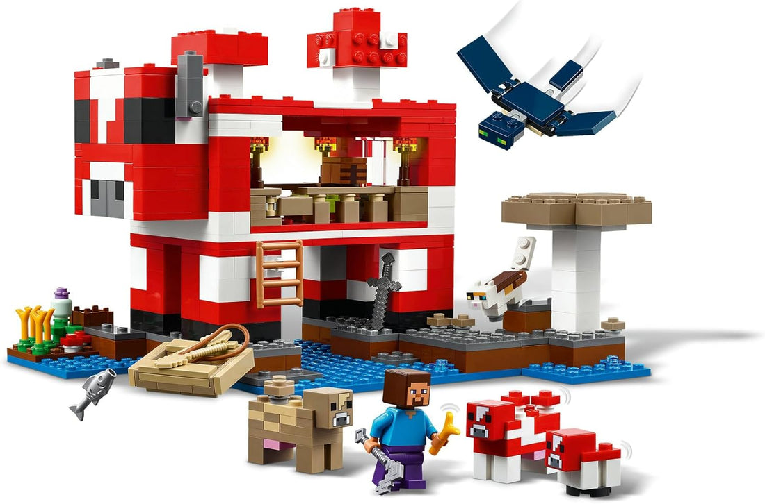 LEGO Minecraft The Mooshroom House Toy for 8+ Year Old Boys & Girls, Construction Building Set with Steve Figure, Mobs and Crafting Table, Kids Toy for Gaming Role Play, Desk Toy for Gamers 21270