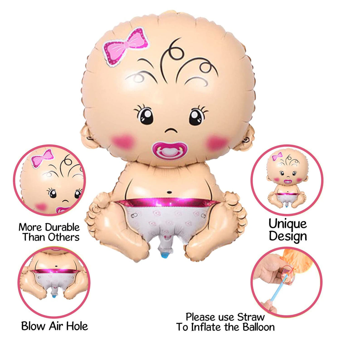 Baby Shower Foil Balloons/Baby Arrival Boy And Girl Foil Balloon/A New Little Prince Welcome Foil Balloon/Baby Shower Decoration Material(Pack Of 5) (Boy Or Girl)