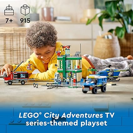 LEGO City Police Chase at The Bank 60317 Building Kit; Multi-Model Police and Crook Toy Playset for Kids Aged 7+ (915 Pieces)
