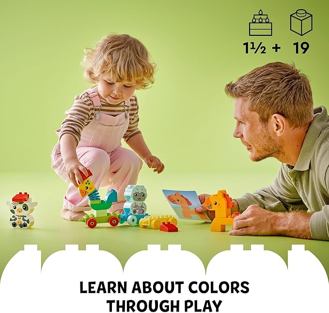 LEGO DUPLO My First Animal Train Toddler Toy for 18+ Month Boys and Girls, Learning Set with Rooster, Horse, and Cow Farm Animal Figures, Educational Kids or Baby Toy,Treat for Preschool 10412