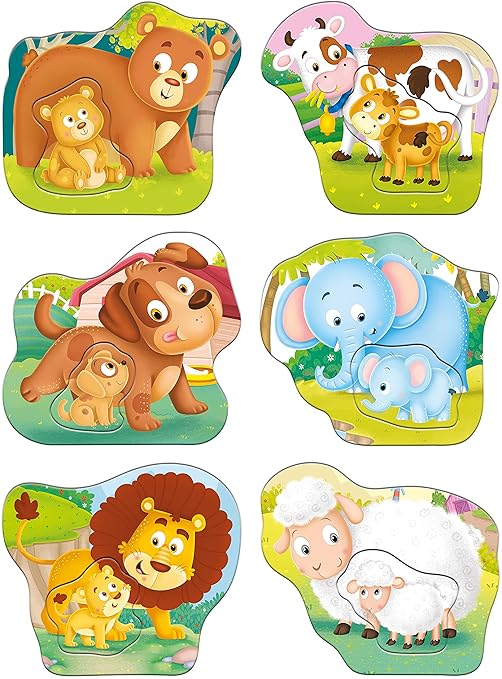 Frank Animals and Babies (Set of 6) 2 Pcs Puzzle -Early Learner Educational Jigsaw Puzzles Set for Kids 2 Years and Above - Educational Toys and Games