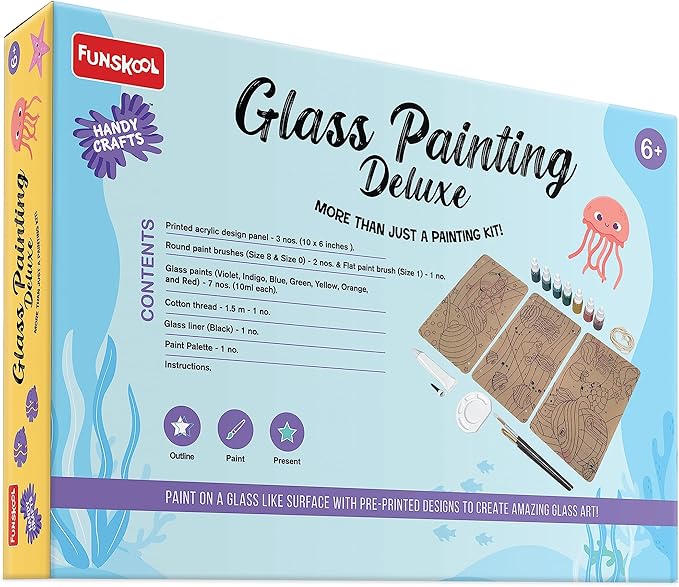 Handycrafts Glass Painting Deluxe, Arts and Crafts Kit, Create a Colourful Wall Hanging, Ages 6 Years and Above, Multicolour