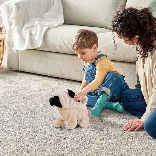 FuzzBuzz Pugs at Play Battery Operated Electronic Pets (Peanut The Pug Dog - wlking,Barking and Wagging Tail Toy)